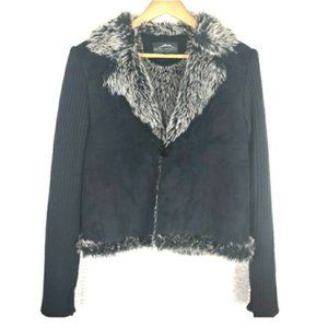 MontanaCo Black Faux Suede & Fur Jacket  L EUC